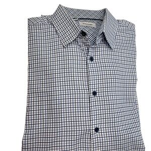 DUCHAMP LONDON Men’s Tailored Fit Button Down Blue Check Shirt Sz XL